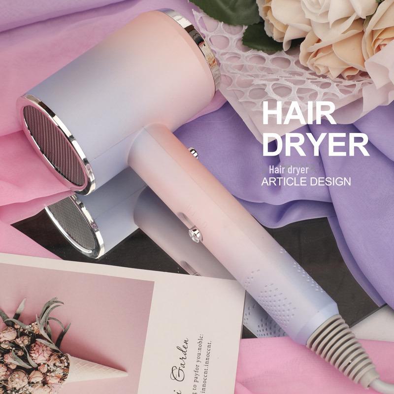 Gradient Color Hair Dryer with High Power, Blue Light, and Hot/Cold Settings