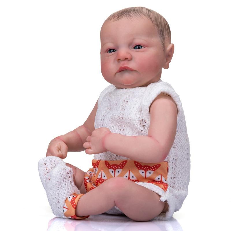 Adorable Simulation Reborn Baby Doll Levi Awake 19'' 49 Cm Soft Cloth Body Rebirth Doll Handmade 3D Painting Skin Veins Visible Bebe Newborn Doll Toys