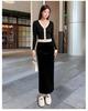 2025 Stylish Gold Velvet High-Waist Midi Skirt for Women - Black, Autumn/Winter, Sexy Long Slit