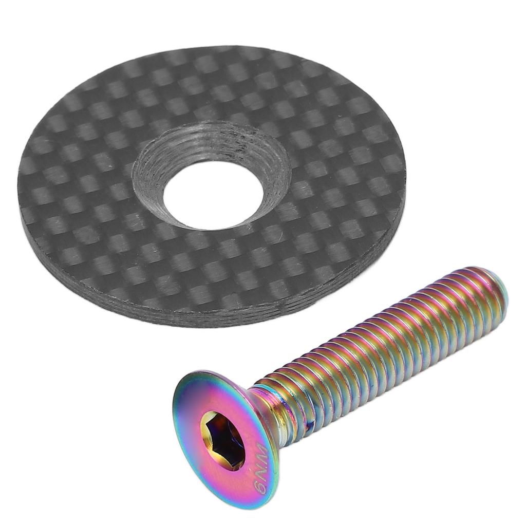 Bicycle Carbon Fiber Headset Top Cap Headset Cap Cover with Titanium Alloy Screw for Mountain Road Bike