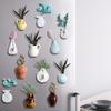 3D Flower Vase Fridge Magnet Home Office Kitchen Locker Refrigerator Mini Ceramic Vase Magnetic Decoration Ornament