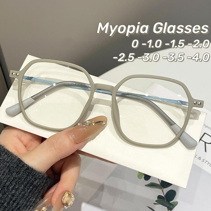 New Retro Frosted Frame Myopia Glasses Oversized Square Frame Near Sight Glasses Blue Light Blocking Eye Protection Eyewear