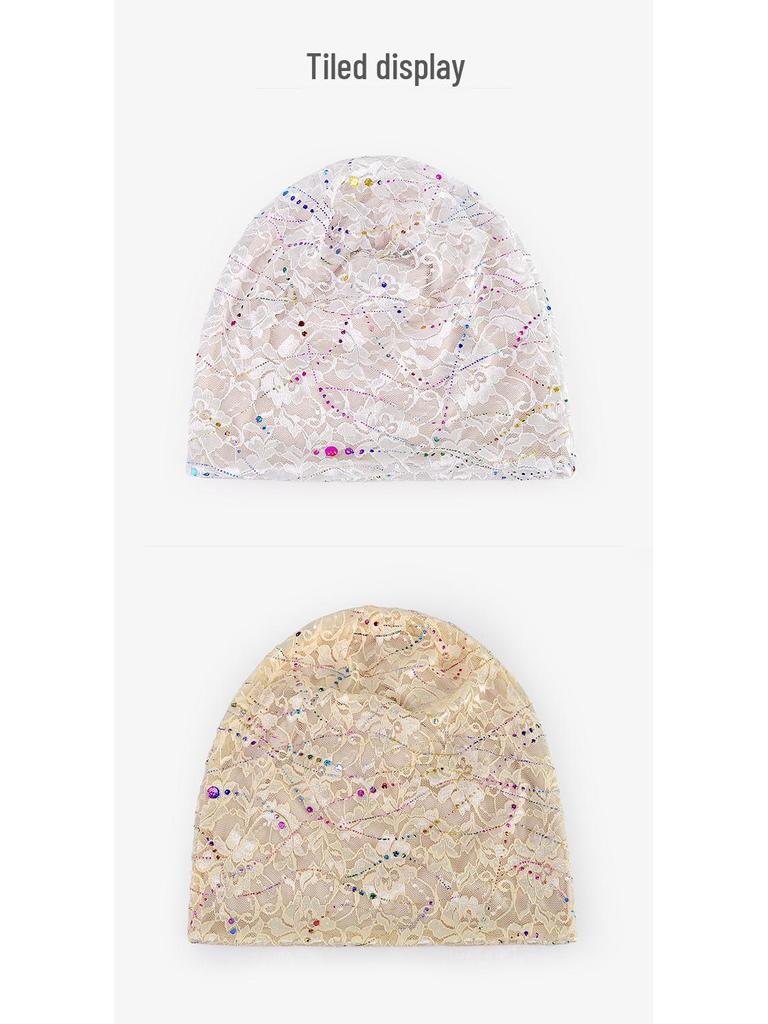 Breathable Double-Layer Lace Head Wrap for Women - Sun Protection Fashion Hat for Spring/Summer