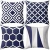 Navy Blue Geometric Cushion Pattern Pillow Case Home Cover Office Sofa