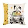 Cartoon Black and White Plaid Rabbit Print Pillow Cover Western Easter Home Living Room Cushion Cover Pillow