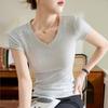 V-neck T-shirt for Women's Short-sleeved Summer New Slim Top Base Shirt