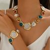 Vintage Retro Resin Necklace Earring Exaggerated Collarbone Necklace  Party
