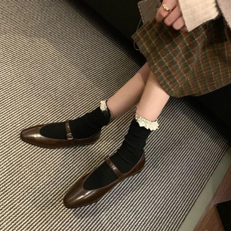 Shallow Mouth Women's Single Shoes Flat Bottom Comfortable Pointed Toe Female Mary Jane Solid Color Womens Shoes Autumntime