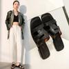 Genuine Leather New Women Shoes Summer Comfortable Versatile Slippers Square Heel Thick Heel Leisure Sandals All -Match Slippers