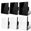 1 2 3 Gang Touch Switch Wall Switch Tempered Crystal Glass Panel Sensor Touch Screen Light Switch EU Standard AC100V-250V Waterproof