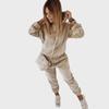 Women's Solid Color Gold Velvet Hooded Long-Sleeve Sports Casual Suit - Autumn/Winter 2021
