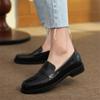 New Fashion Genuine Leather Women Shoes Casual Slip -On Loafers Square Toe Platform Shoes Shoes Woman Zapatos De Mujer Women