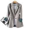 Literature And Art Checker Small Suit Spring and Autumn Women's Casual Coat