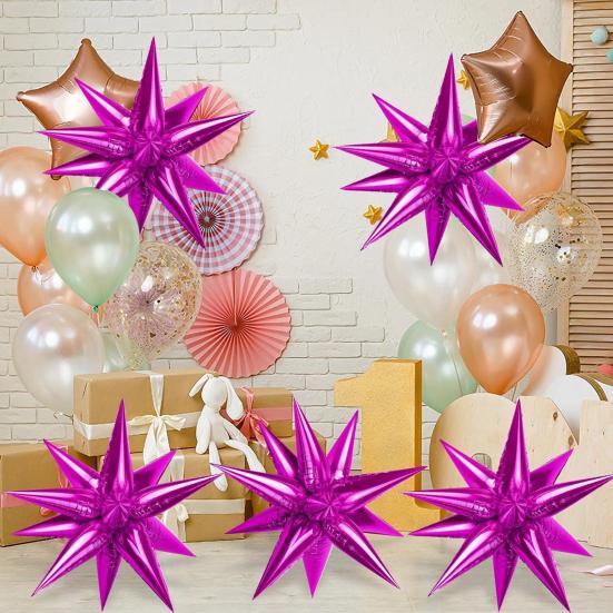50Pcs 18-inch Cone Star Balloon Metallic Leakproof Thicker Baby Shower Birthday Wedding Party Decoration Aluminum Film Balloon Kit