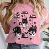 Women T-shirts New Ladies Casual Female Clothes Tops Black Cat Books Print Ladies Tees Tshirt Cartoon Graphic T-Shirt Clothing