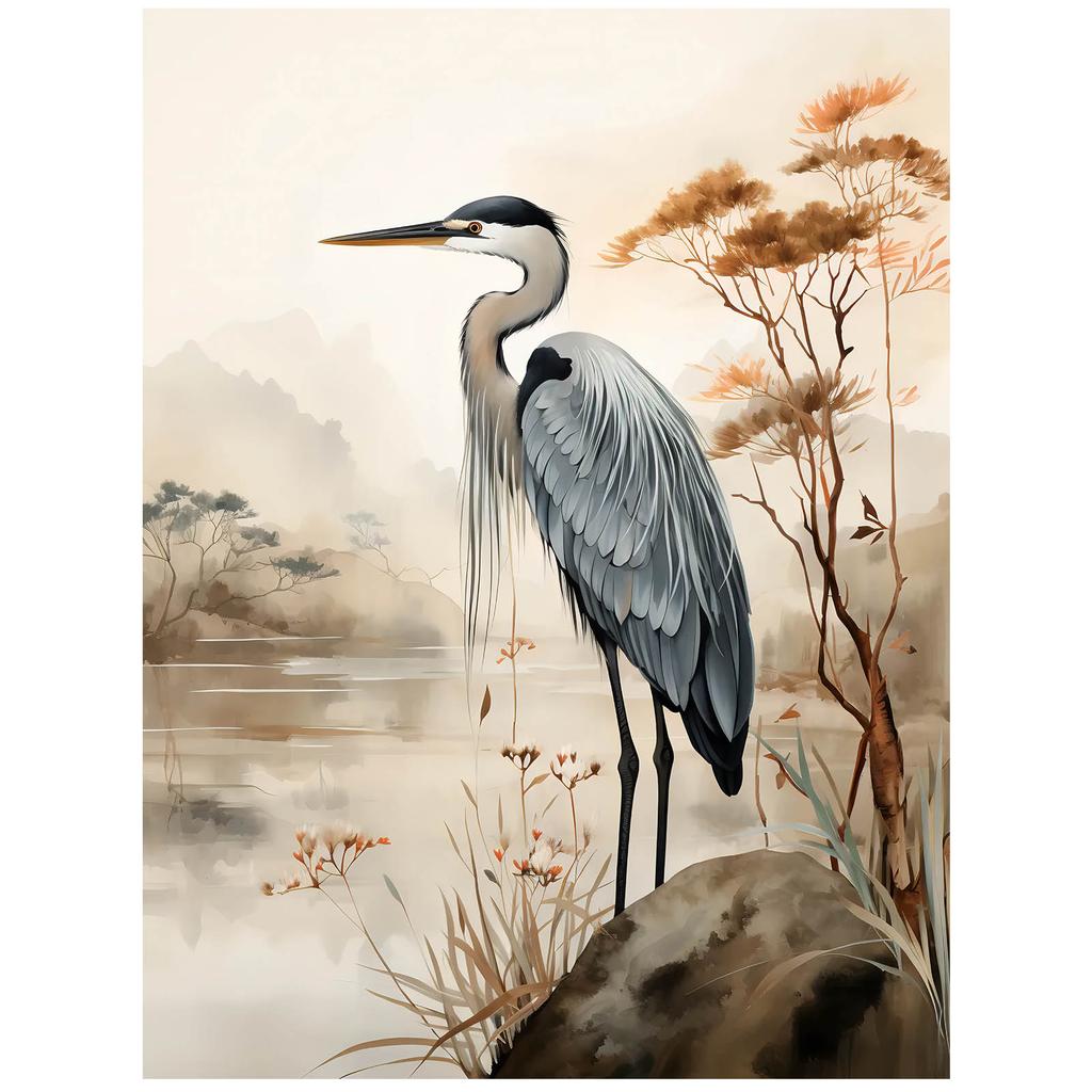 A Walk On the Misty Lake A Walk On the Misty Lake, 30X40 Cm, Gold Aluminum Frame, 230 Gsm Matte Paper