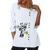 Fashionable White Cotton Top with Various Printed Designs for Women, Round Neck, and Long Sleeves