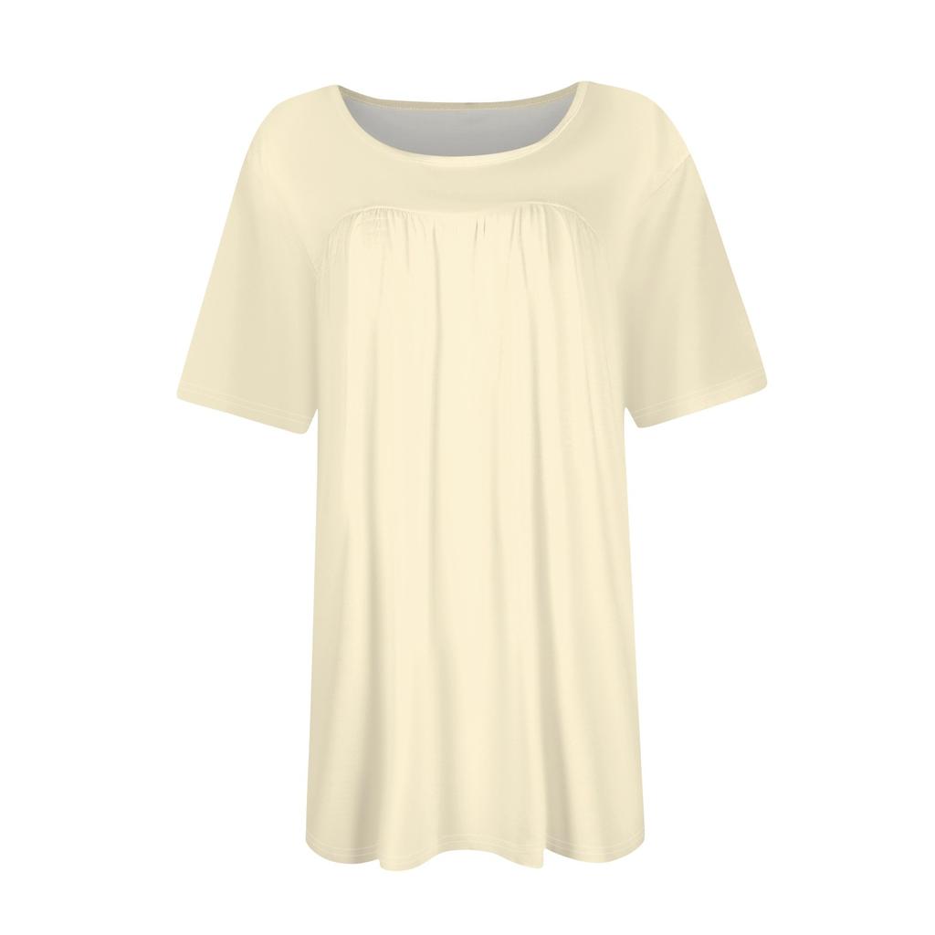 Women's Fashion Casual  Solid Color Round Neck Short Sleeve Top Womens Plus Size Tops