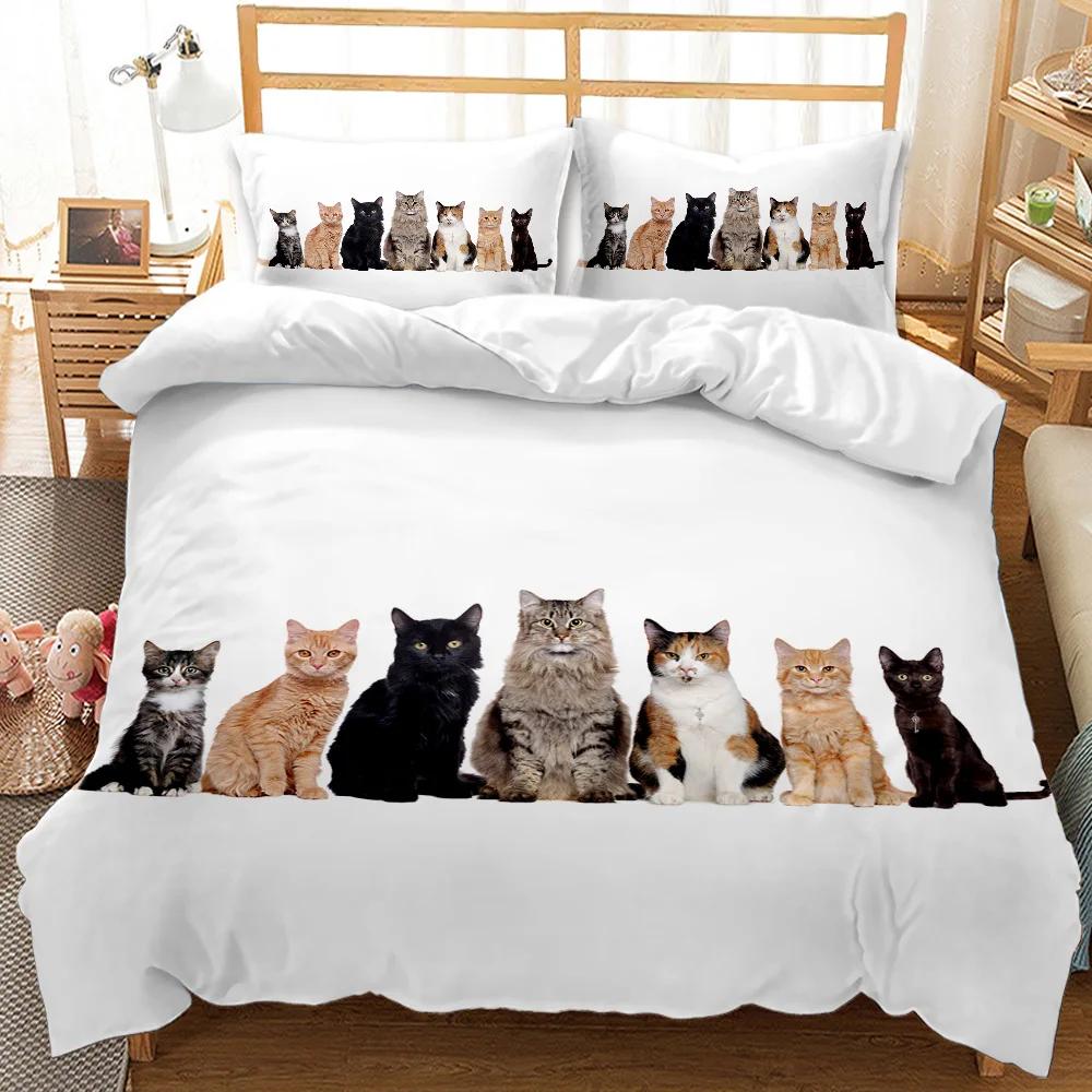 Cat Duvet Cover Set Cool Cat In Hat With Sharp Eyes Animal Twin Bedding Set Bedclothes Queen King Size Polyester Qulit Cover