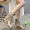 Tassel Rivet Roman Sandals Women's Summer New Herringbone Clip Inner Heightening Side Zipper Cool Boots Western Boots
