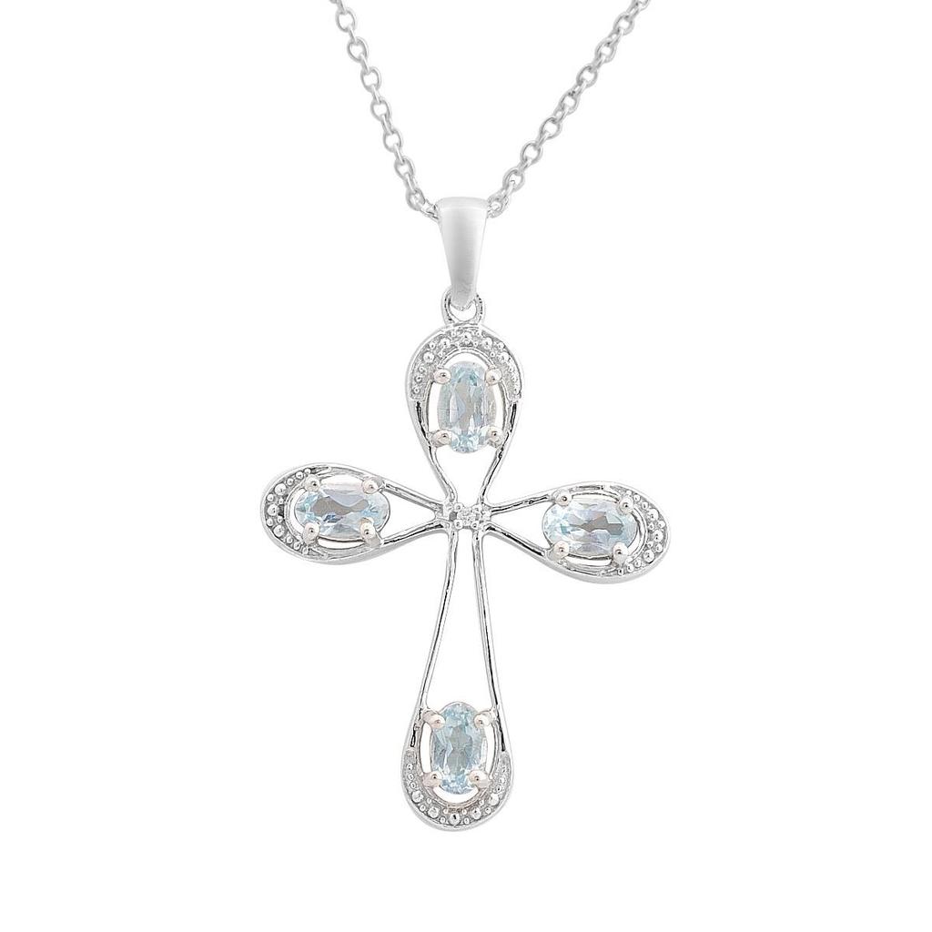 Silver Necklace with Natural Topaz 1.099ct, Product Weight 3.87g (2167617)
