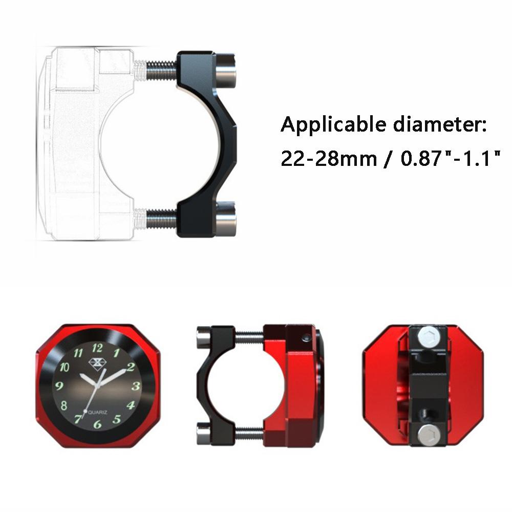 Universal Luminous 22-28mm Clock Motorcycle Handlebar Mount Waterproof Timetable for Scooter Bicycle Modified Watch Accessories