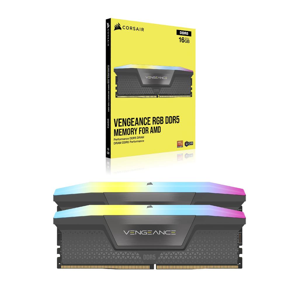 Corsair DDR5-5600MHz Desktop PC Memory VENGEANCE RGB DDR5 Series (PC5-44800) 32GB [16GB X 2] CMH32GX5M2B5600Z36K