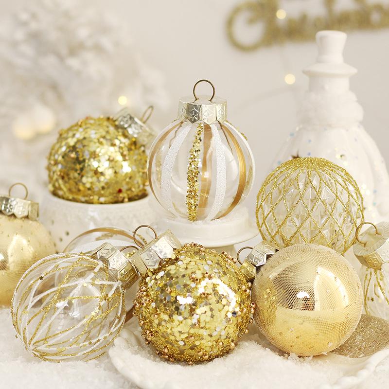 Platinum Boutique PET Christmas Ornament Set: Painted Baubles for Tree Decoration