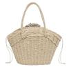 Summer Straw Bag Women Weave Handmade Handbag Drawstring Handle Bag Large Capacity Wave Point Tote Bag Shopping Bags ARI