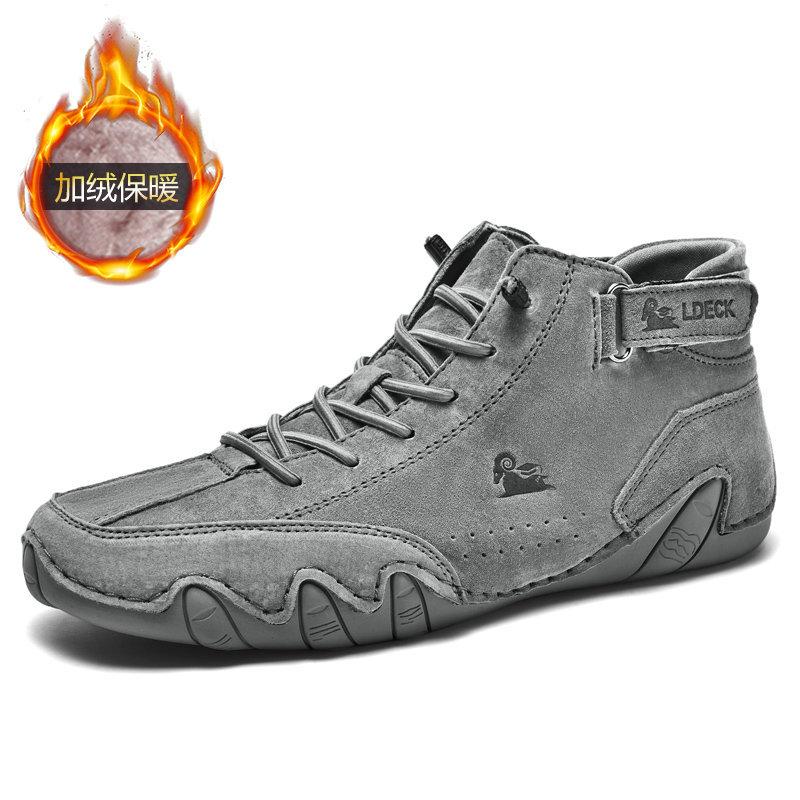 Customized LDECK Large Size Octopus Men's Shoes High Top Men's Sports and Leisure Shoes Top Leather Martin Boots