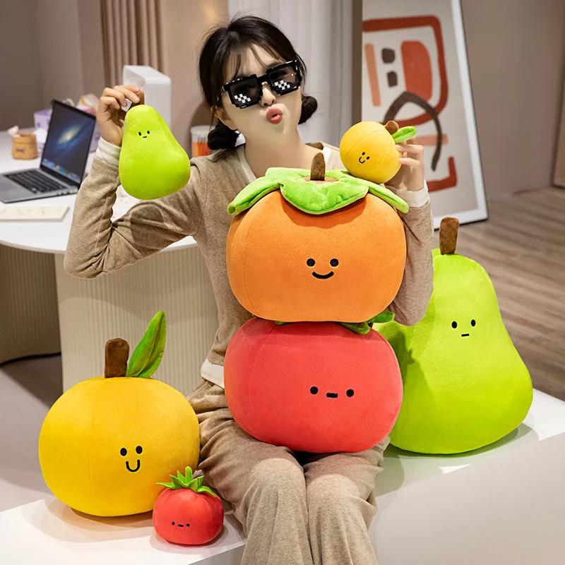 Cute Fruit Tomato Apple Pear Orange Persimmon Stuffed Toy Filled Doll Fruit Cushion Pillow Soft Plush Baby Girl Birthday Gift