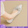 Rhinestone Single Shoes Women's Autumn Shallow Mouth Bow Gentle Shoes Large Size Women's Shoes