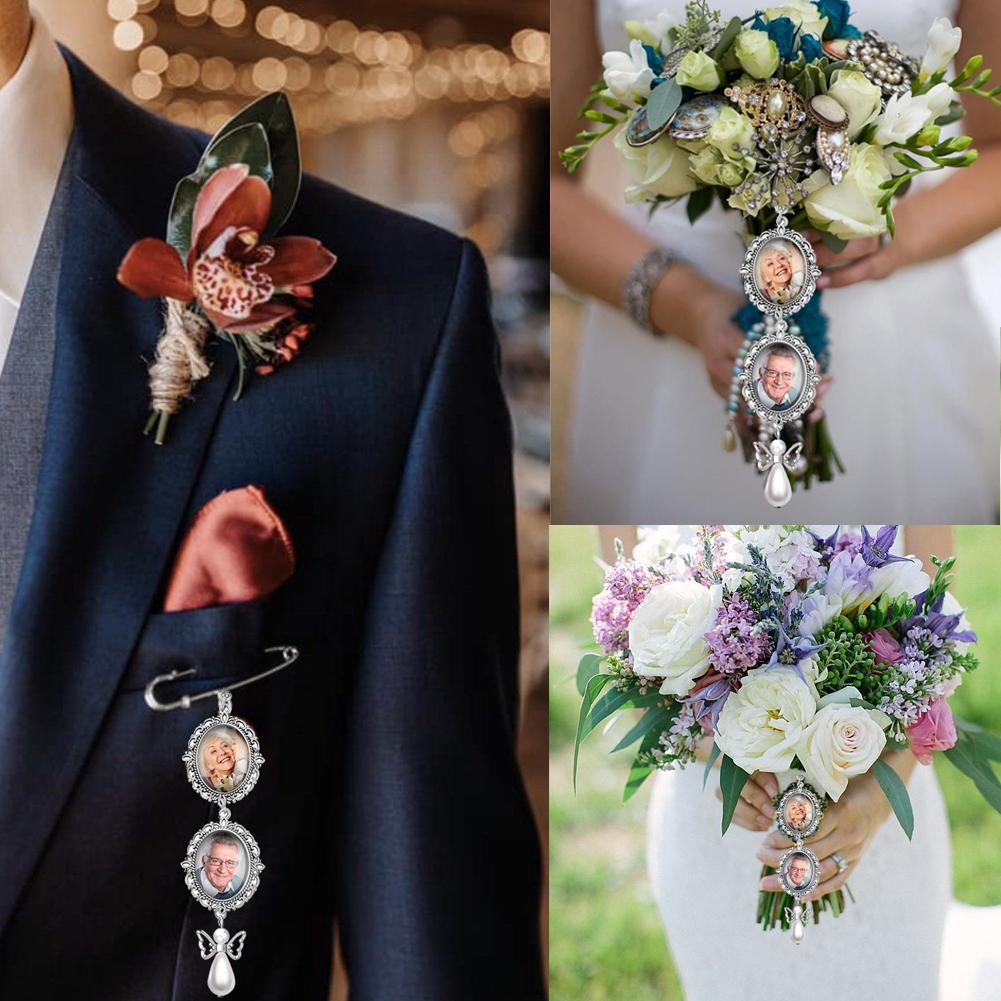 Wedding Bouquet Photo DIY Pin Brooch Pendant Graduation Time Gem Picture Decor