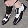Luxury Designer Patent Leather Shoes Men Pointed White Black Mixed Oxfords Wedding Dress Formal Footwear Zapatos Hombre