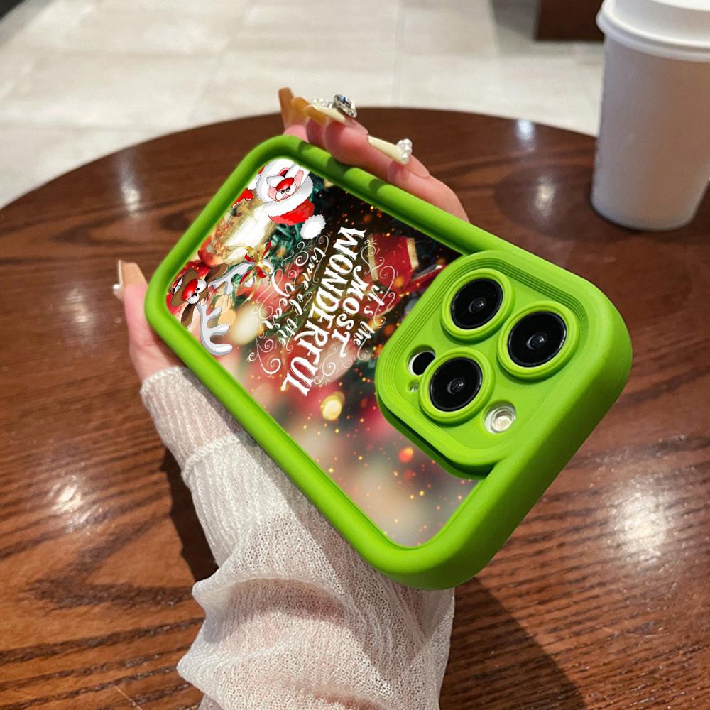 N109 Happy New Year Merry Christmas Design Soft Angel Eyes Phone Cases for iPhone 16 15 14 13 11 Pro Max 8 7 6 Plus 12 Mini XR XS Max Shockproof Cover