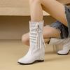 2025 Autumn/winter New Lolita Women's Boots Black White Classic Fringe Ring Decoration Sweet Tassel Ladies Inside-height Shoes
