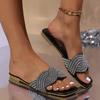 Fashion Fashion 2024 Summer Outdoor Beach Sandals Square Head Golden Luxury High Quality Women Slippers  Zapatos De Mujer  Sandalen