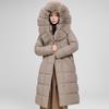 Woman Winter Long Coats Hooded Big Faux Fur Collar Elegant Thick Warm Winter Parkas Female Jacket With Belt