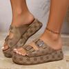 Модные женские тапочки, туфли на плоской подошве с круглым носком для женщин, шлепанцы на платформе, повседневные двубортные босоножки с открытым носком и средним каблуком
