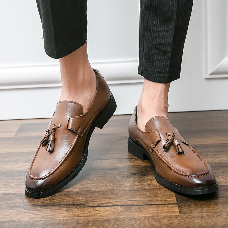 Men's Designer Dress Wedding Fashion Tassel Office Leather Man Comfy Business Formal Italy Driving Shoes for Men Plus Size 38~48