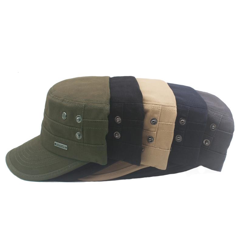 Men's Flat Cap Cottonsummer Outdoor Sun Hat Solid Color Vintage Baseball Cap Military Caps Army Visors Hat Training Cadet Caps