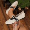 Fashion Rivets Ankle Belt Flat Shoes Woman Round Toe Cozy Loafers Soft Leather Mary Janes Women Flat Heel Moccasins Big Size 41