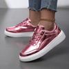 Womens Pink Gold Platform Sneakers Autumn Casual Sports Shoes Thick Bottom Vulcanized Shoes Woman Flats Heels Shoes