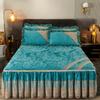Winter Lace Velvet Fitted Sheet, Bed Skirt, Integrated Bedspread, Removable and Washable Quilted Short Plush Full-cover Plush Bed Cover