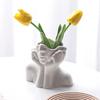 Face Vase White Girl Flower Vase for Home Decor, Modern Ceramic Figurines Vase, Sculpture Art Decorations for Living Room Centerpiece Table Wedding