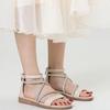Slotted Sandals Women's Summer New Rhinestone Open Toe Korean Flat Heel Plus Size Roman Shoes