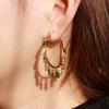 Popular Jewelry Colored Zircon Geometric Earrings Fashionable Personalized Copper Plated 18K Gold C-shaped Earrings