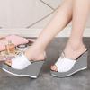 High Heels Wedges Woman's 2024 Leisure Summer Sandal Platform Slippers Shoes Flip Flops Beach Thick Sole Fashion Outside Slides