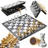 Chess Game Silver Gold Pieces Folding Magnetic Foldable Board Contemporary Set Fun Family Board Game