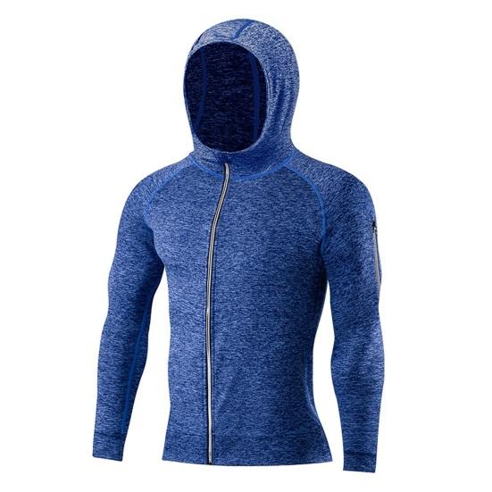 Men Full Zip Hoodie Quick-Dry Sweatshirt with Reflective Strip Zipper Sports Jacket Hoodie for Running Fitness Golfing